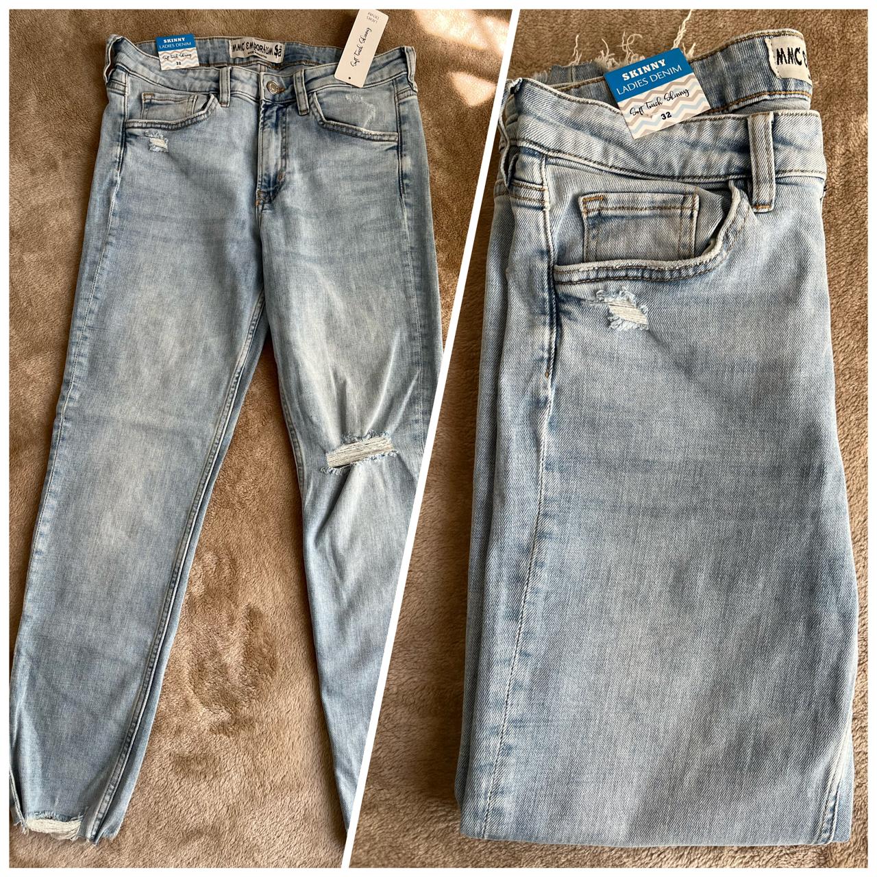 ladies blue distressed jean